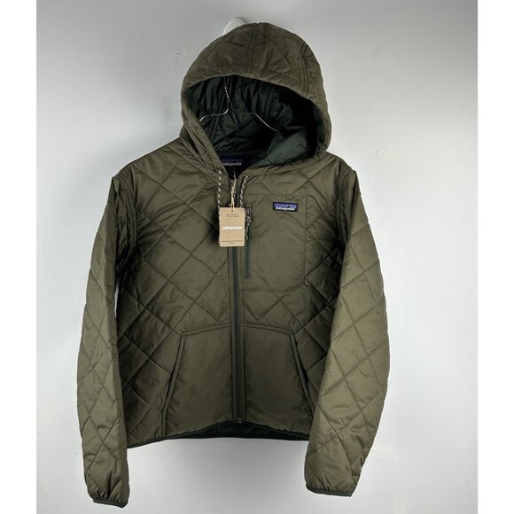Patagonia Tops - Patagonia Women’s Diamond Quilted Bomber Hoody Jacket Size Medium Basin Green